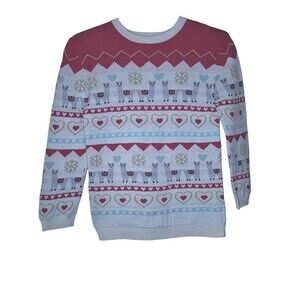 Andy & Evan  Kids Holiday Llama Hearts & Snowflakes Sweater LLAMA, Size 7